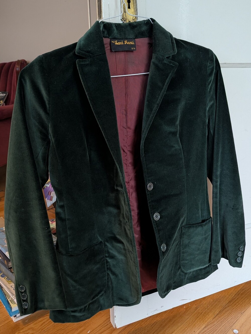 Dark Green Velvet Blazer -